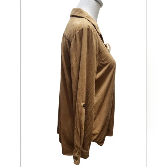 Kay Celine Tan Lace-Up Blouse - Picture 3 of 7